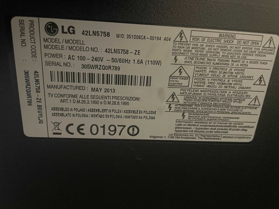 Смарт телевизор LED Smart tv LG 42LN5758  42"