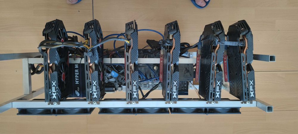 МАЙНИНГ РИГ 6x XFX RX 580 8GB 330 – 370 MH/s Ergo[ERG] и други — Пълен Комплект Тестван напълно работещ