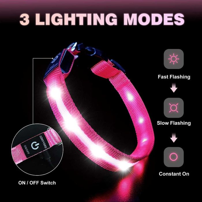 Светещи нашийници за кучета GOMYYARD – влагоустойчиви