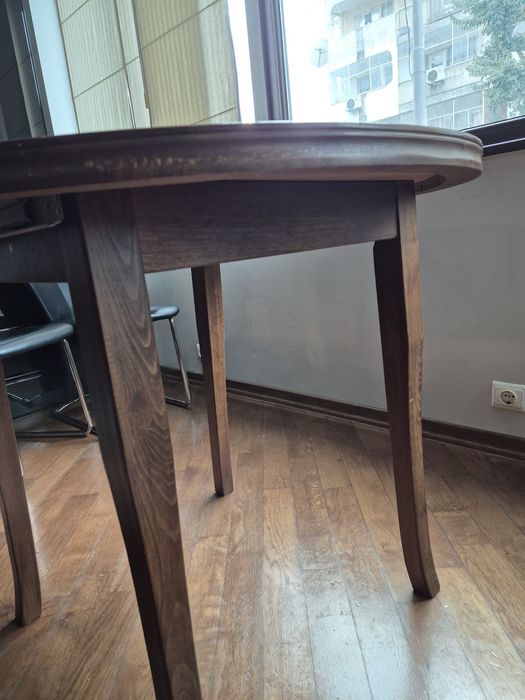 Кръгла разтегателна маса масив 90см/117см