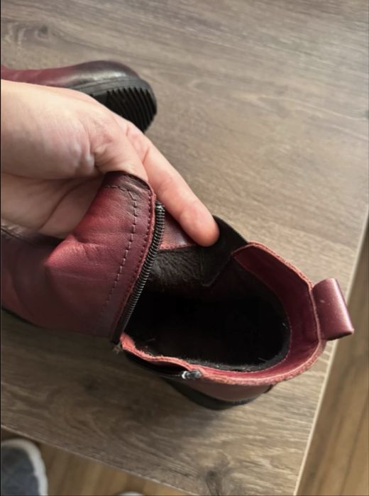 Cizme piele moale Red Burgundy&Black Marime 38 Italy