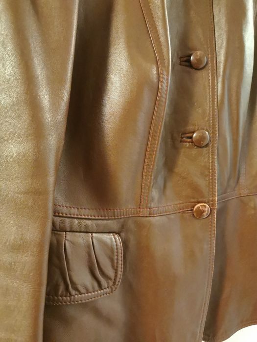 Jachetă piele moale, maro-roșcat, mărime M