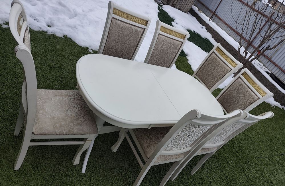 Стол раздвижной пр Малайзия + 7 стульев