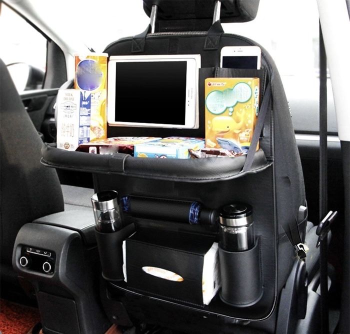 Мултифункционален органайзер за автомобилна седалка – черен