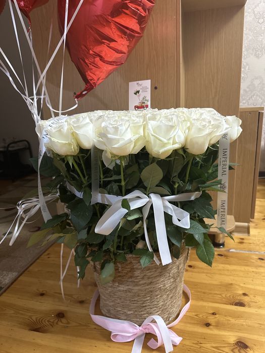 101 роза с шариками