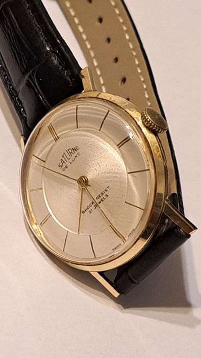 Ceas de Aur 14 K Elvețian Saturn De Luxe