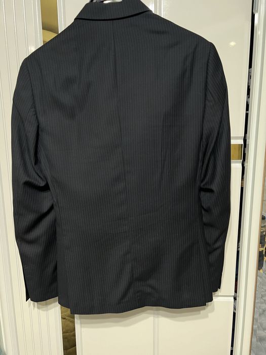 Мужской костюм двойка темно-синего цвета в синию полоску