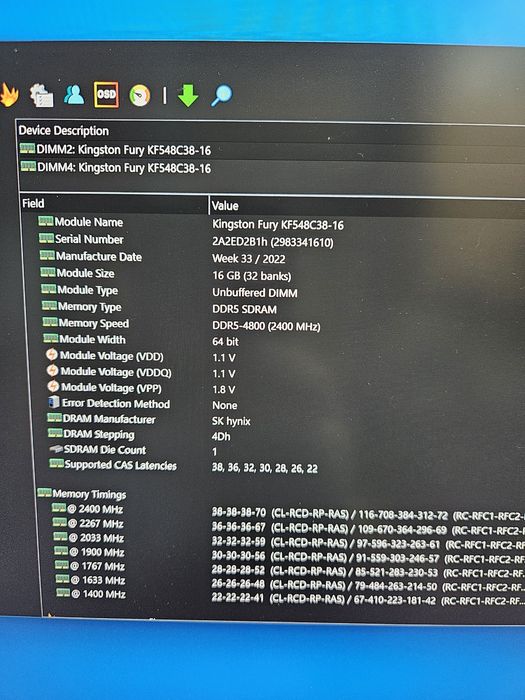 Kit Kingston FURY Beast 32GB DDR5 4800MHz CL38 Dual Channel