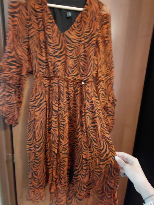Rochie midi nissa , zebra print , stare perfecta