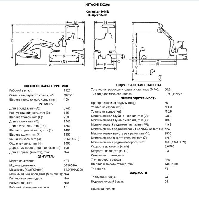 Продам мини экскаватор Hitachi EX20U