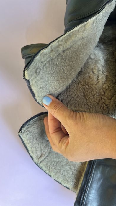 Кожаные сапоги на меху, женские, размер 40