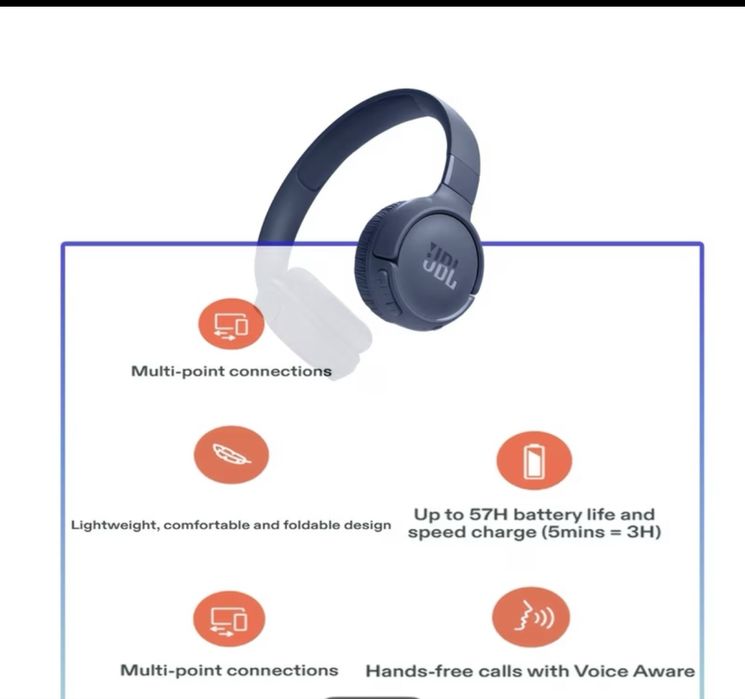 JBL сини слушалки