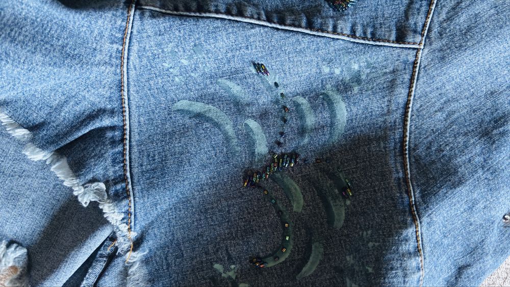 Fusta denim masura L cu model culoare bleumarin