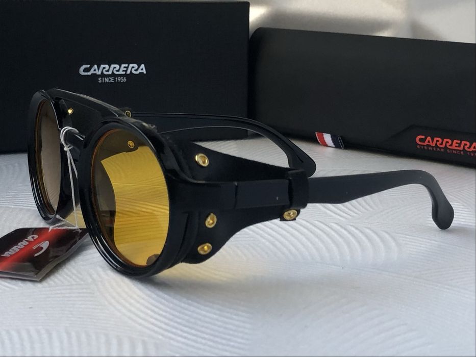 Мъжки слънчеви очила кръгли carrera 3 цвята черни сини жълти