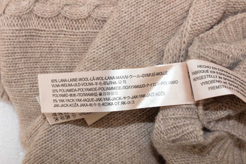 Massimo Dutti oригинален дамски пуловер вълна/як плетено пончо М