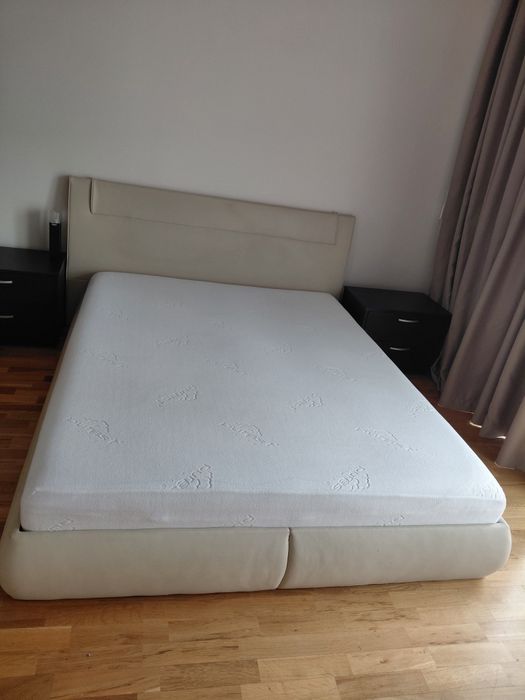 Pat tapițat piele cu saltea 160x200