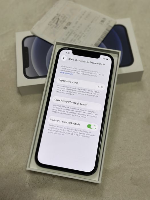 iPhone 12 Black 128 GB ca nou stare absolut impecabila 87% 5G full box