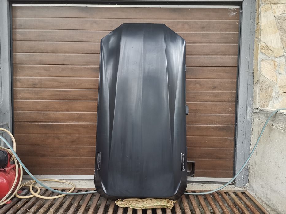 Автобокс, куфар/багажник за кола, 450лт, матово-черен карбон