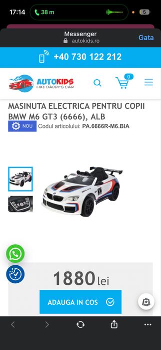 Masinuta electrica  copii Bmw m6 ALB
