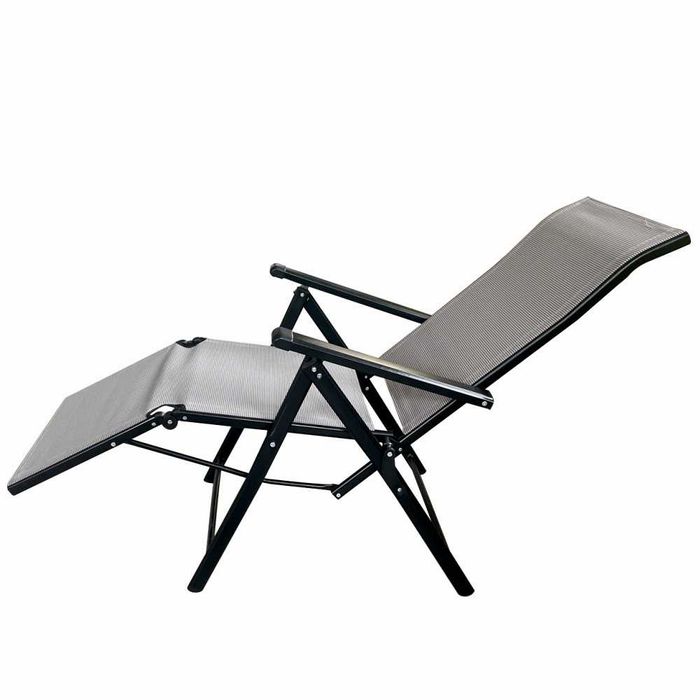 Sezlong pliabil de gradina din otel, pliabil,  165x48x115 cm gri