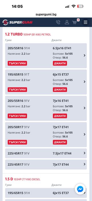 Джанти със тасове и TPMS датчици за Опел Астра К. 5х105,16 цола!