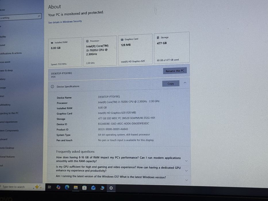 Laptop Lenovo Ideapad , i3-7th/8GB/512SSD , In stare buna !