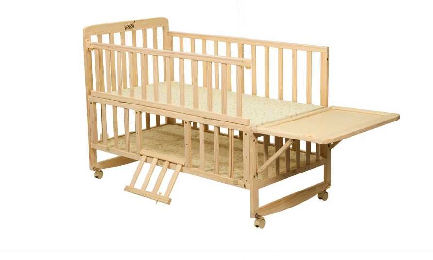 Vand Patut multifunctional din lemn pe roti U-Grow UBB107 120X60 cm, functie co sleeping