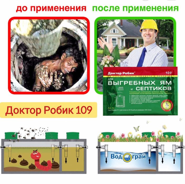 Скидка на 10дне Доктор Робик биоактиватор 109 для выгребных ям и септи