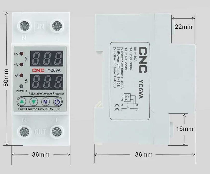 Защита от високо/ниско напрежение и ток CNC 63А.