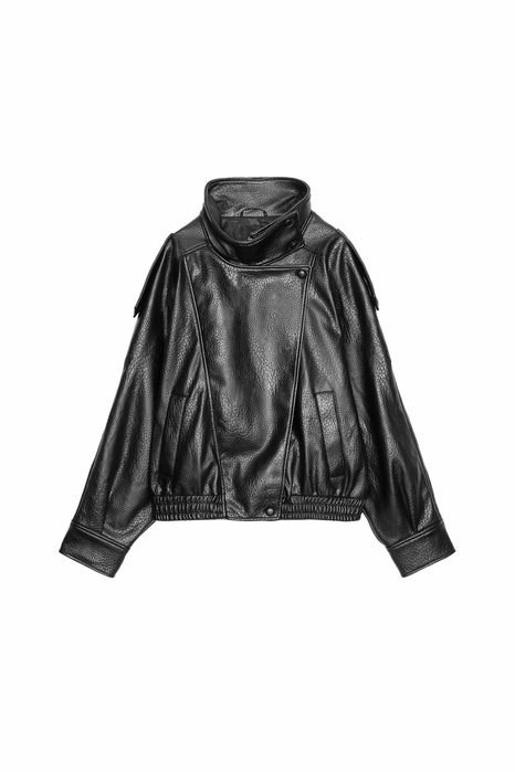 Zara faux leather biker jacket black
