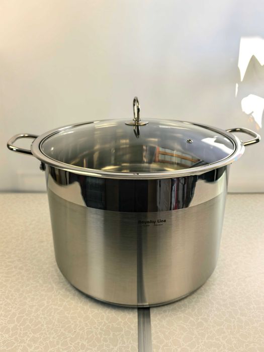 Oala inox 34x24 cm 22 litri cu capac sticla 260 lei