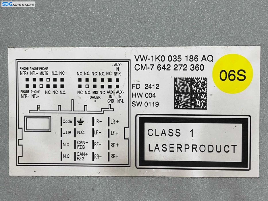 Unitate Radio CD Player RCD 310 Volkswagen Golf 6 Plus 2008 - 2013 Cod 1K0035186AQ [L3086]