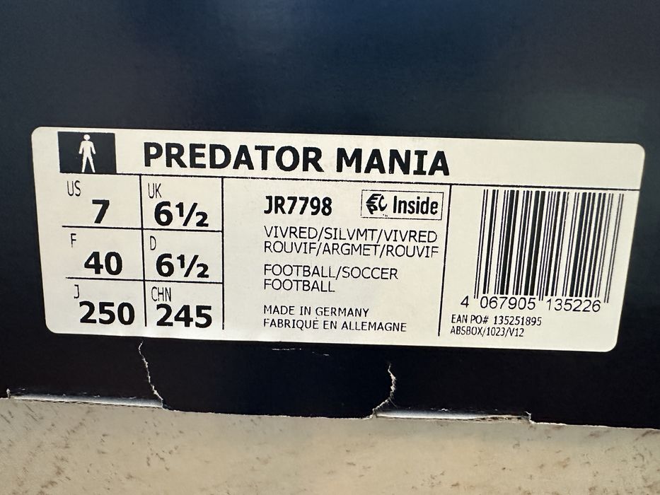 Ghete fotbal ADIDAS PREDATOR MANIA  FG Mărime 40 JR7798 Made in Germany
