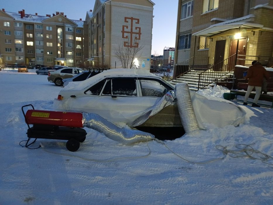 Отогрев авто дизельный пушкой