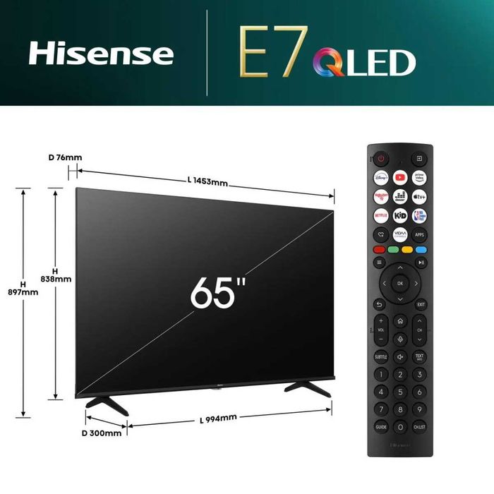 Televizor Hisense 65e7nq QLED 164CM APROAPE NOU