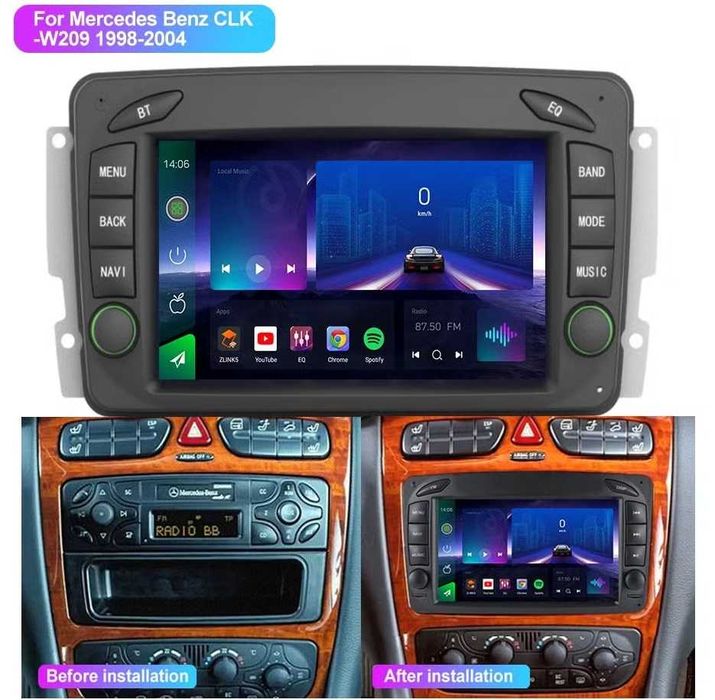 Мултимедия Двоен дин Mercedes C Class W203  Android C220 CLK Навигация