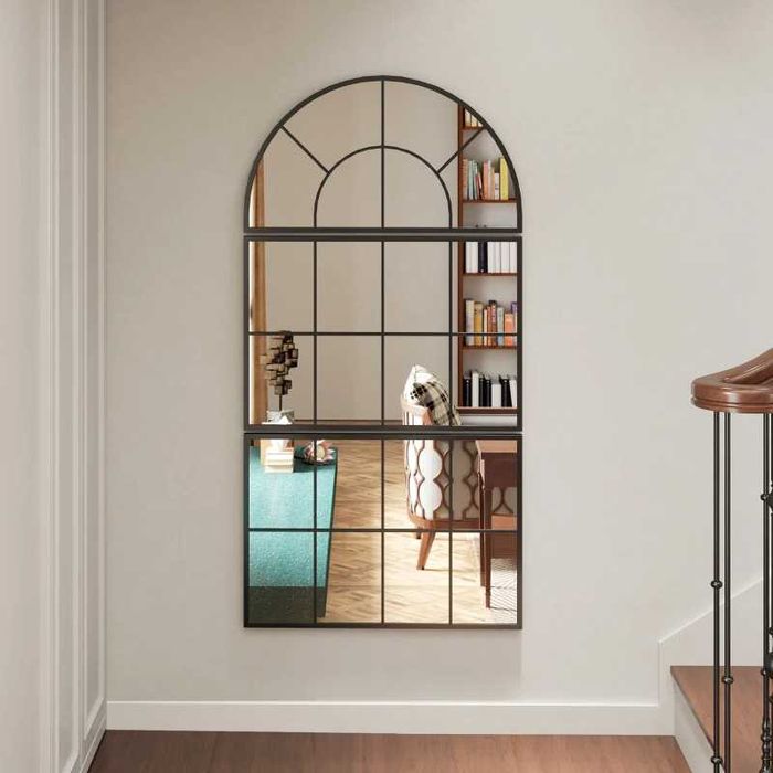 Стенно огледало HOMCOM, огледало за прозорец, три части, метална рамка