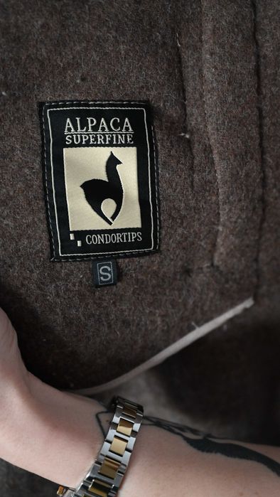 Palton lana alpaca cu blana naturala