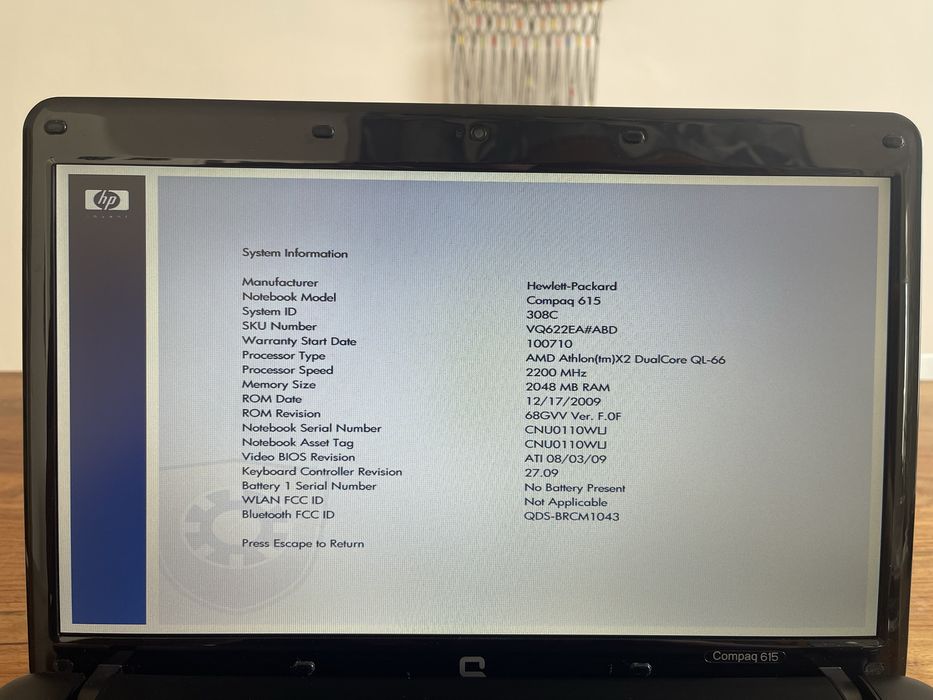 Laptop Compaq 615 Impecabil ca NOU OFFICE