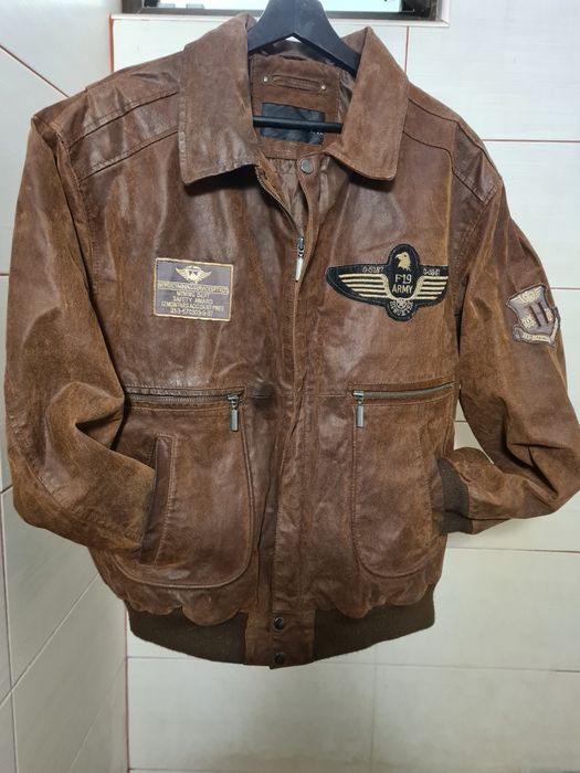 Geaca din piele model militar marimea L