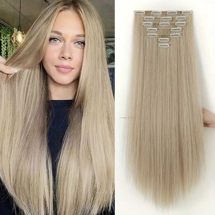 Екстеншън с клипс / треса / 7 реда треси с клипси / Удължение за Коса