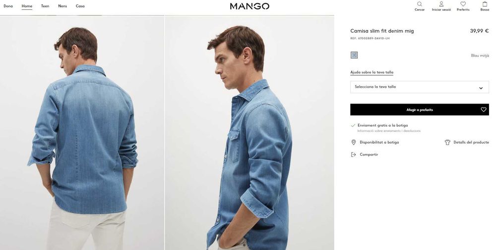 Camasa Denim Blugi Slim-Fit din bumbac marca MANGO