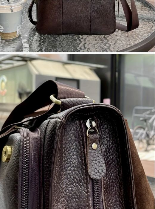 Мъжка елегантна дизайнерска чанта за през рамо /Черна естествена кожа!