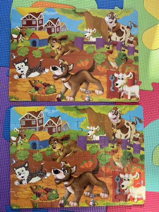 Puzzle copii 4 buc, 60 piese din lemn