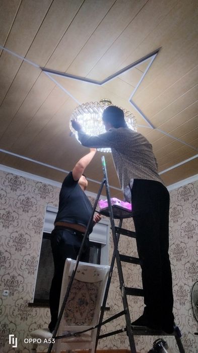 Установка люстра