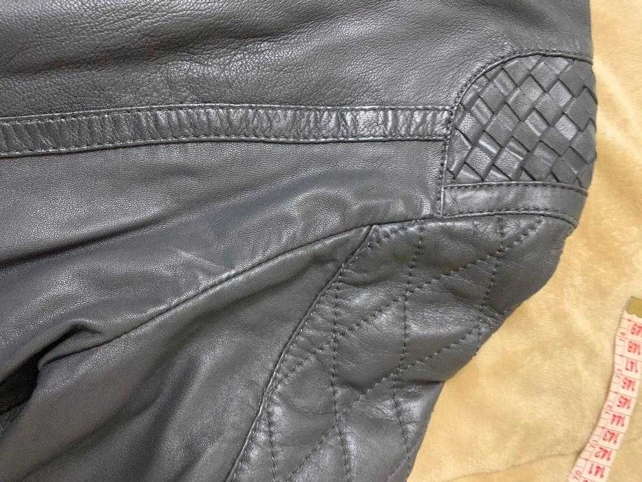 Geaca biker, Paola, din piele naturala, gri