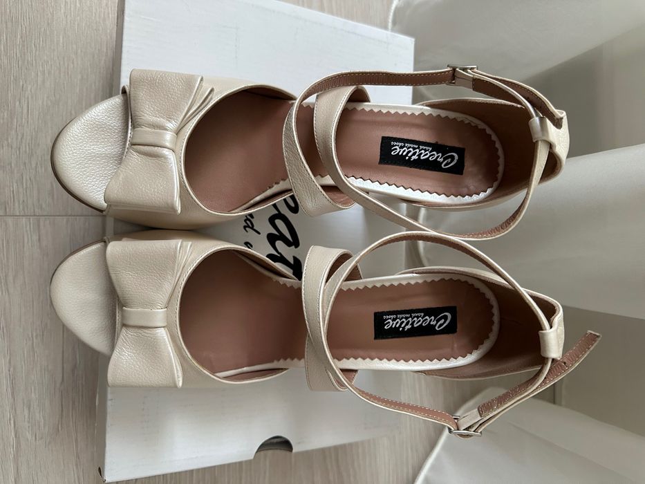 Pantofi mireasa sidef toc gros 8cm - Creative Shoes