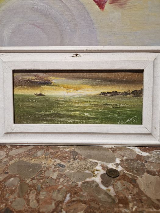 Прекрасна антикварна картина масло фазер Куню Китанов Ки