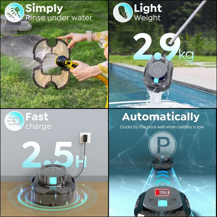 NOU Robot piscina Talosbo Pleco S1 aspirator piscina automat fara fir