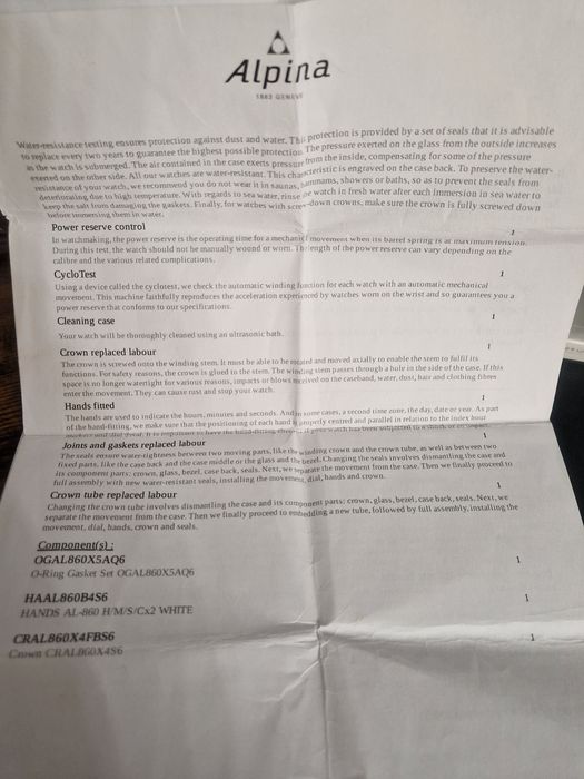 Alpina startimer pilot automatic cronograf